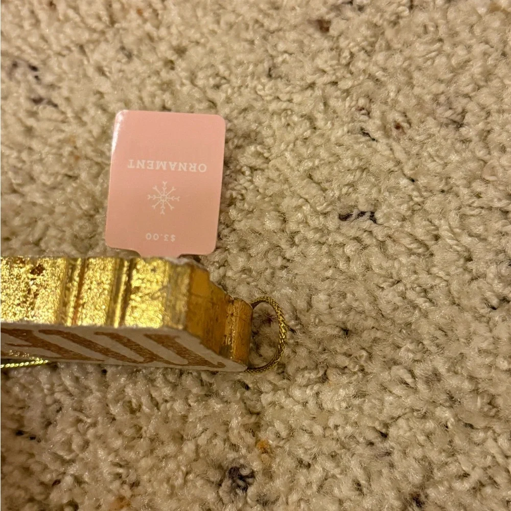 Target Gold and White 'Merry' Ornament